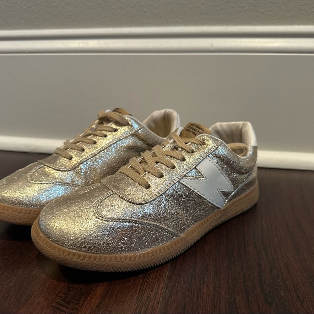 Steve Madden Gold and White Girls Sneakers… worn once!